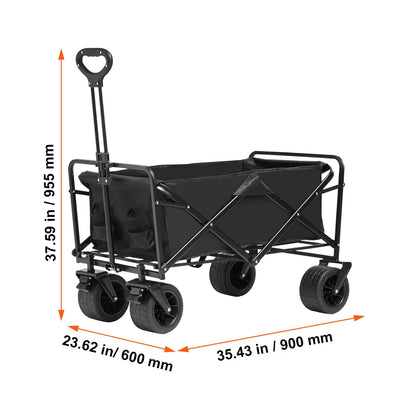 Collapsible Folding Wagon Beach Wagon Cart with All-Terrain Wheels Drink Holders Sports Wagon for Camping Shopping